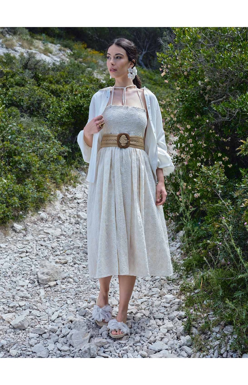 ROBE SMOCKÉE MONICA BRODÉE ÉCRUE